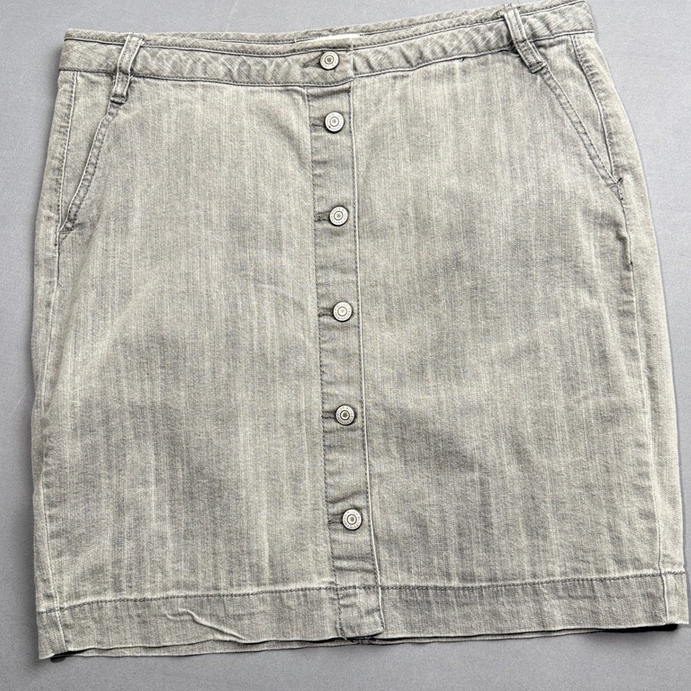Canyon River Blues Denim Skirt Womens 14 Gray Button Front Mini‎